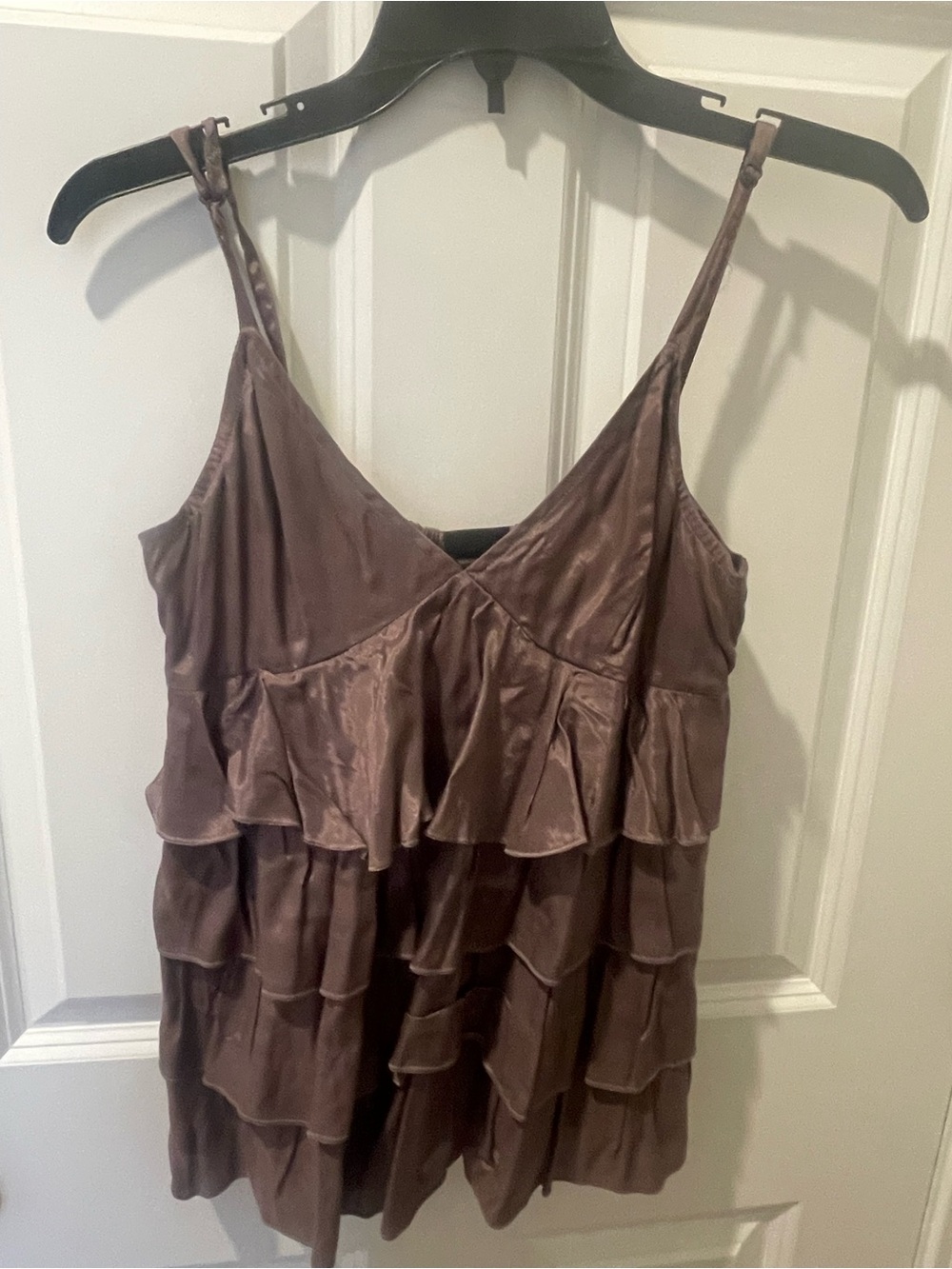 H&M Satin-look Ruffle Dressy Tank - Mauve / Brown
